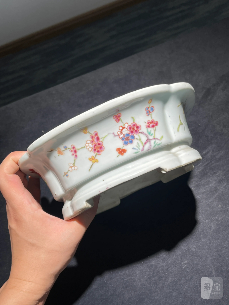 清雍正 粉彩花卉纹水仙盆 - 图5